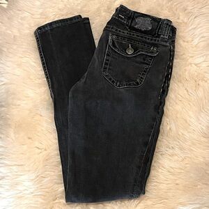 MEK Dark Black NY Cigarette Long Skinny Jeans